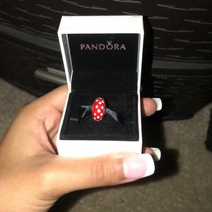 Red and white Minnie inspire glass charm